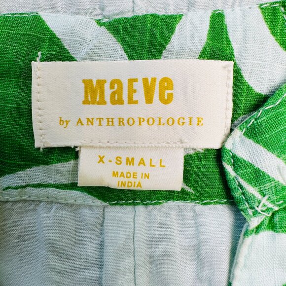 Anthropologie Maeve Dress Women's XS The Cassandra Butterfly Maxi Green Pleated - Picture 10 of 14